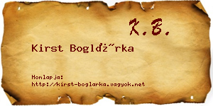 Kirst Boglárka névjegykártya